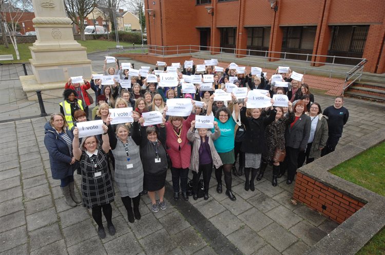 Group photograph to mark women's suffrage